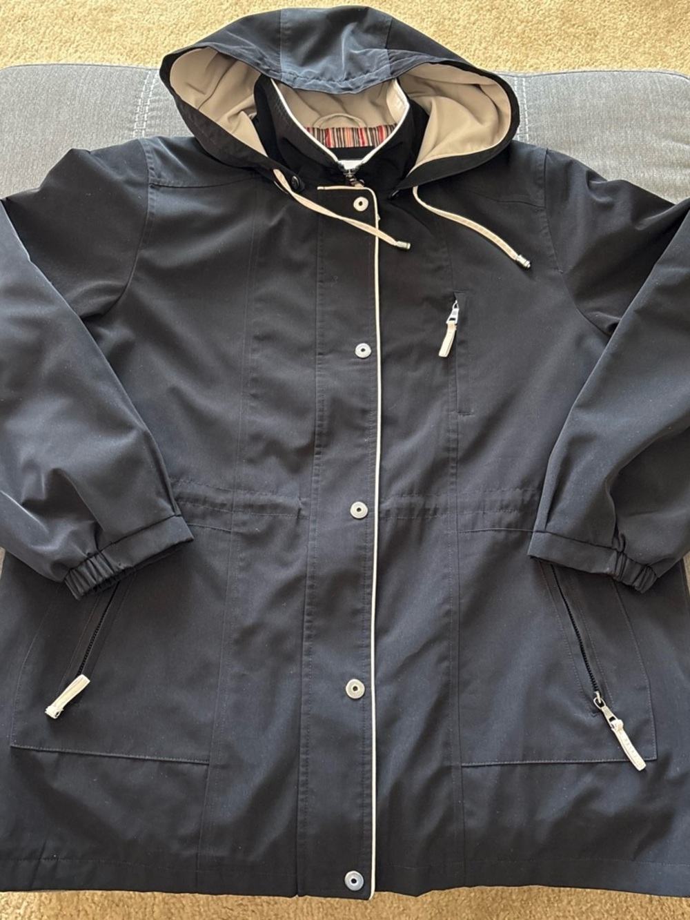 croft & barrow Black Hooded Bomber-Style Jacket with full zipper pockets. XL